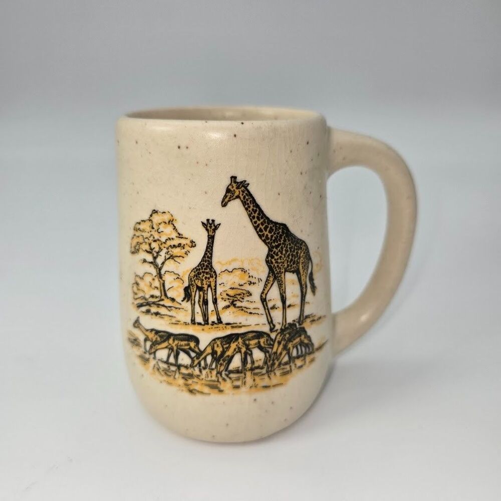 Vintage Otagiri Japan Giraffe Coffee Mug Cup Embossed African Safari Hand Craft